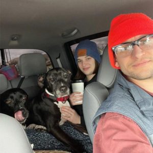 The author, wife and their furry companions