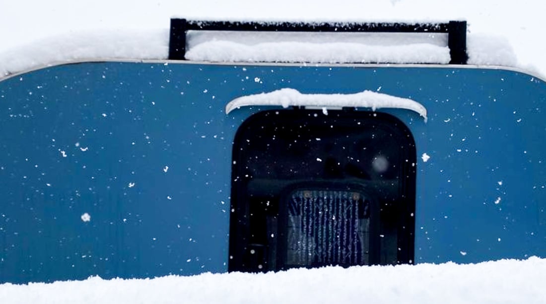 Camping in cold weather and snowed in